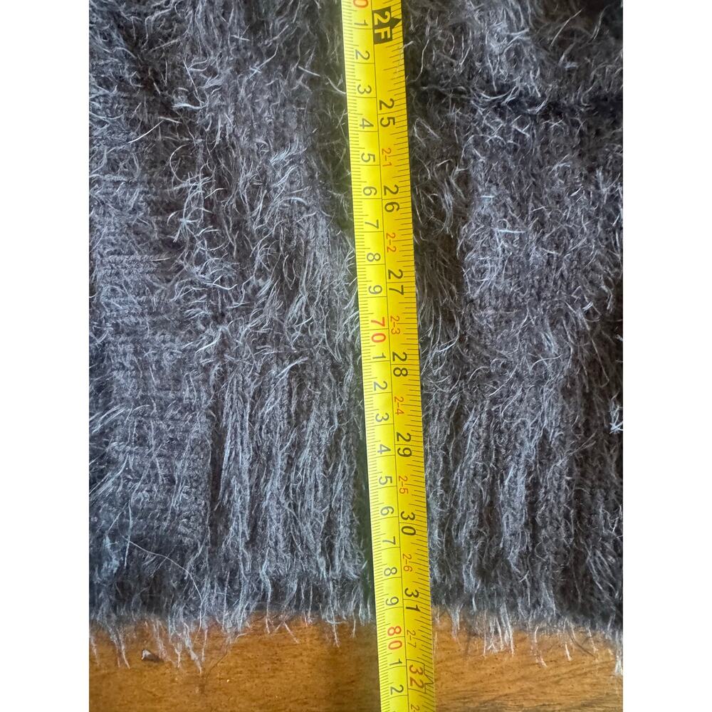 Fuzzy Eyelash Knit Open Front Cardigan Gray Long Small - Picture 9 of 9